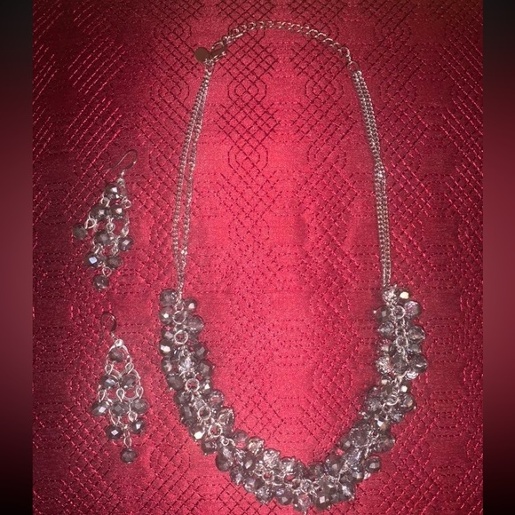 Charming Charlie Jewelry - Charming Charlie Grey beaded necklace with matching earrings